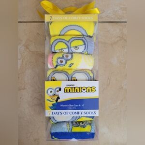 Minions Women's 7 Days of Comfy Socks - Yellow, Blue, White
